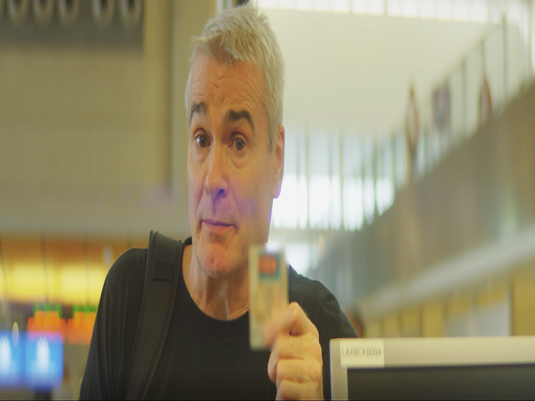 Henry Rollins with his driver's license at LAX