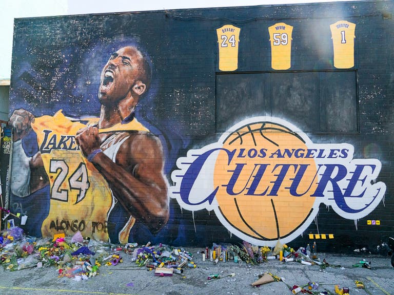 Kobe Bryant mural by Jonas Never on Lebanon Street in Downtown LA