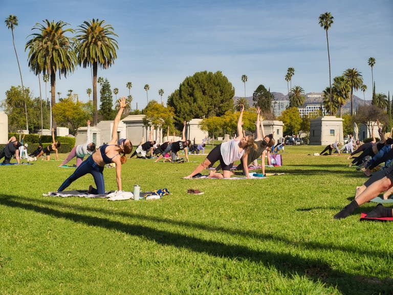Yoga on the Fairbanks Lawn at Hollywood Forever