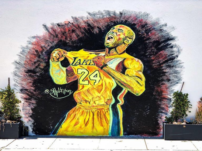 Kobe Bryant mural by Shplinton at Menotti's Coffee Stop in Culver City